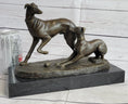 Load image into Gallery viewer, Pj Mene Two Greyhounds Dogs Playing'Argente And Dore Bronze Statue Sculpture
