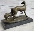 Load image into Gallery viewer, Pj Mene Two Greyhounds Dogs Playing'Argente And Dore Bronze Statue Sculpture
