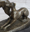 Load image into Gallery viewer, Pj Mene Two Greyhounds Dogs Playing'Argente And Dore Bronze Statue Sculpture
