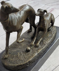 Load image into Gallery viewer, Pj Mene Two Greyhounds Dogs Playing'Argente And Dore Bronze Statue Sculpture
