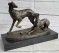 Load image into Gallery viewer, Pj Mene Two Greyhounds Dogs Playing'Argente And Dore Bronze Statue Sculpture
