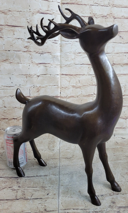 Signed Miguel Lopez Stag Buck Deer Bronze Sculpture Hot Cast Figure Figurine