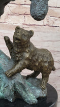 Load image into Gallery viewer, Bear Family Looking for Honey in a Tree - Bronze Sculpture Decor on Marble Base
