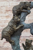 Load image into Gallery viewer, Bear Family Looking for Honey in a Tree - Bronze Sculpture Decor on Marble Base
