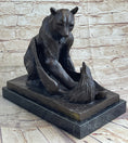 Load image into Gallery viewer, Signed Barye Bear Attacking Eagle Bronze Sculpture Marble Base Figurine Statue
