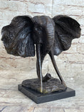 Load image into Gallery viewer, Elephant Head Bronze Metal Bust Statue Sculpture Figure Decor Signed Original Art Marble Base
