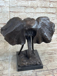 Load image into Gallery viewer, Elephant Head Bronze Metal Bust Statue Sculpture Figure Decor Signed Original Art Marble Base
