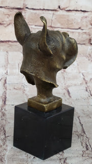 Boxer Dog Breed Bronze Metal Bust Sculpture Statue Signed Original Art on Marble Base