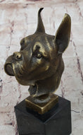 Load image into Gallery viewer, Boxer Dog Breed Bronze Metal Bust Sculpture Statue Signed Original Art on Marble Base
