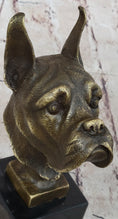 Load image into Gallery viewer, Boxer Dog Breed Bronze Metal Bust Sculpture Statue Signed Original Art on Marble Base
