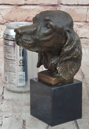 Bronze Sculpture Bust Cocker Spaniel Dog Pet Animal Marble Base Figure Figurine