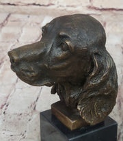 Bronze Sculpture Bust Cocker Spaniel Dog Pet Animal Marble Base Figure Figurine
