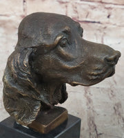 Bronze Sculpture Bust Cocker Spaniel Dog Pet Animal Marble Base Figure Figurine