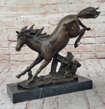 Jumping Racing Wild Horse Stallion Bronze Sculpture Statue Signed Original Art