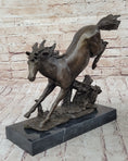 Load image into Gallery viewer, Jumping Racing Wild Horse Stallion Bronze Sculpture Statue Signed Original Art
