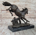 Load image into Gallery viewer, Jumping Racing Wild Horse Stallion Bronze Sculpture Statue Signed Original Art
