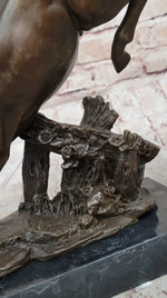 Jumping Racing Wild Horse Stallion Bronze Sculpture Statue Signed Original Art