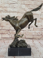 Original Milo Art Deco Wild Horse Bronze Sculpture Hot Cast Marble Base Figure