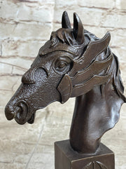 Horse Head Bronze Bust Statue Sculpture Figure Original Art Decor Equestrian 10.5