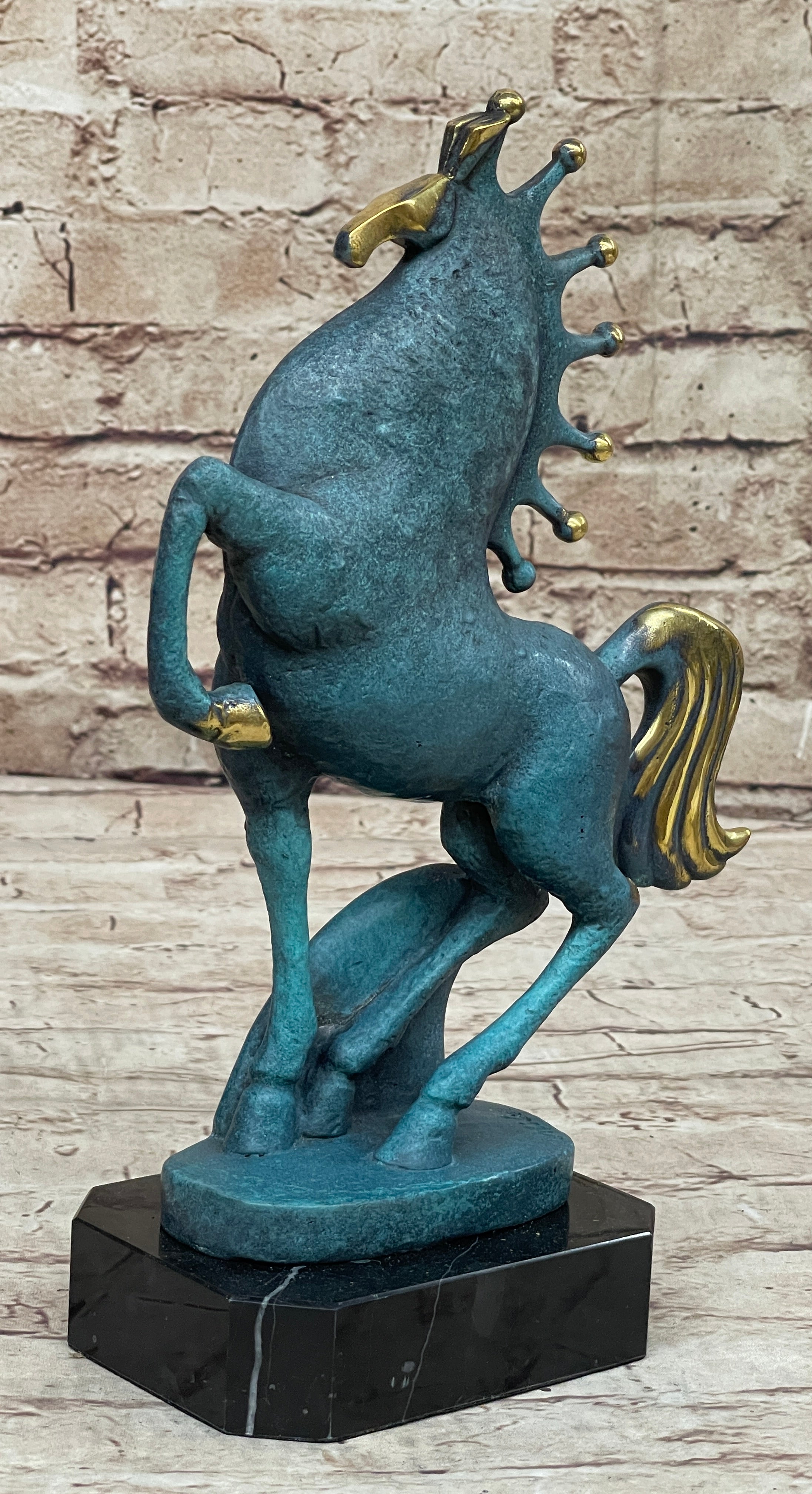 Signed Original Miguel Lopez Tang Horse Abstract Modern Bronze Sculpture Statue