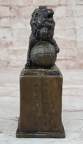 Load image into Gallery viewer, Regius Palace Chinese Guardian Lion & Earth Globe Bronze Statue Sculpture Decor
