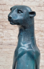 Hand Made Cougar Puma Mountain Lion Genuine Bronze Sculpture by Henry Moore