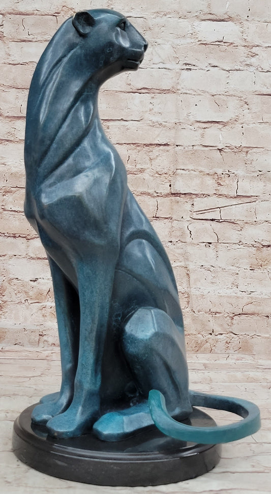 Hand Made Cougar Puma Mountain Lion Genuine Bronze Sculpture by Henry Moore