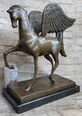 Load image into Gallery viewer, Pegasus Winged Horse Bronze Statue Sculpture Figure on Marble Base 16" x 16"
