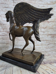 Pegasus Winged Horse Bronze Statue Sculpture Figure on Marble Base 16