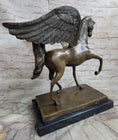 Load image into Gallery viewer, Pegasus Winged Horse Bronze Statue Sculpture Figure on Marble Base 16" x 16"
