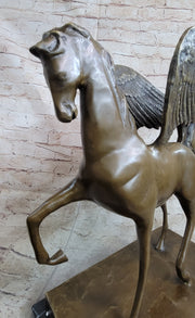 Pegasus Winged Horse Bronze Statue Sculpture Figure on Marble Base 16