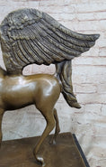 Load image into Gallery viewer, Pegasus Winged Horse Bronze Statue Sculpture Figure on Marble Base 16" x 16"
