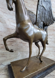 Pegasus Winged Horse Bronze Statue Sculpture Figure on Marble Base 16