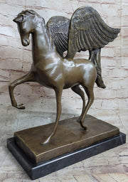 Pegasus Winged Horse Bronze Statue Sculpture Figure on Marble Base 16