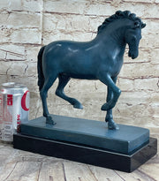 Hot Cast Bronze Chinese Tang Horse Green Blue Patina Sculpture Statue Figure