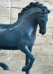 Hot Cast Bronze Chinese Tang Horse Green Blue Patina Sculpture Statue Figure