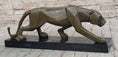 Load image into Gallery viewer, Geometric Modern Art Bronze Sculpture of a Lion Cougar Puma on Marble Base
