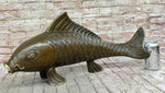 Hot Cast Bronze Metal Koi Carp Chinese Fish Sculpture Figure Signed Original Art