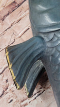 Load image into Gallery viewer, Bronze Koi Fish Sculpture – Large Decorative Asian-Inspired Art Piece with Gold Accents
