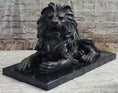 Load image into Gallery viewer, Hot Cast Bronze Guardian Lion on Marble Base after Antoine Barye
