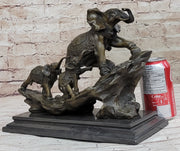 Hand Made Elephant Family Walking up The Hill Bronze Sculpture by Barye Figure