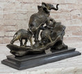 Load image into Gallery viewer, Hand Made Elephant Family Walking up The Hill Bronze Sculpture by Barye Figure
