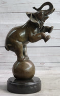 Load image into Gallery viewer, Bronze Sculpture Statue Figure Circus Elephant Balancing on Ball
