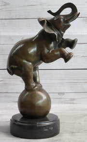 Bronze Sculpture Statue Figure Circus Elephant Balancing on Ball