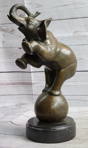 Bronze Sculpture Statue Figure Circus Elephant Balancing on Ball