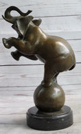 Load image into Gallery viewer, Bronze Sculpture Statue Figure Circus Elephant Balancing on Ball
