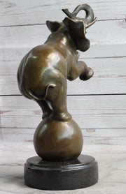 Bronze Sculpture Statue Figure Circus Elephant Balancing on Ball