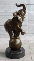 Load image into Gallery viewer, Circus Elephant Balancing on a Ball Bronze Sculpture Statue Art on Marble Base
