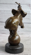 Load image into Gallery viewer, Circus Elephant Balancing on a Ball Bronze Sculpture Statue Art on Marble Base
