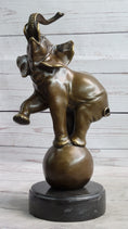 Load image into Gallery viewer, Circus Elephant Balancing on a Ball Bronze Sculpture Statue Art on Marble Base
